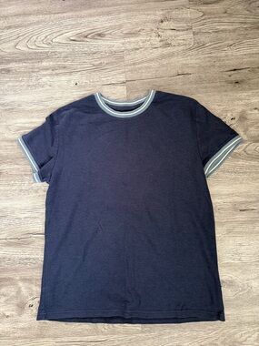 Goodfellow & Co Navy Short-Sleeve Ringer Tee with Light Blue Trim